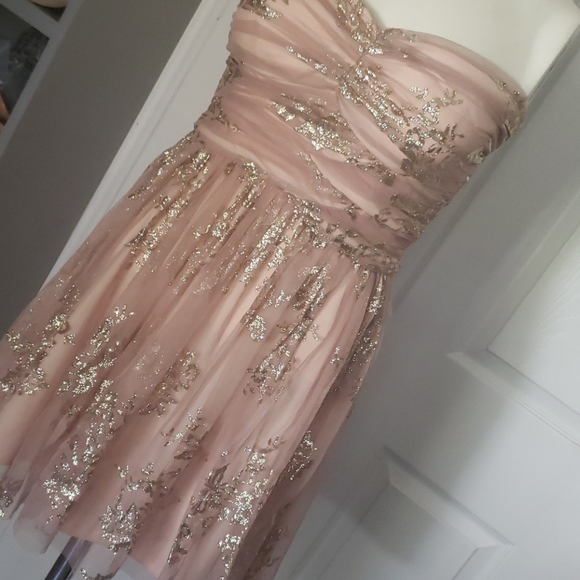 tulle mini dress with gold print details. - Picture 9 of 14